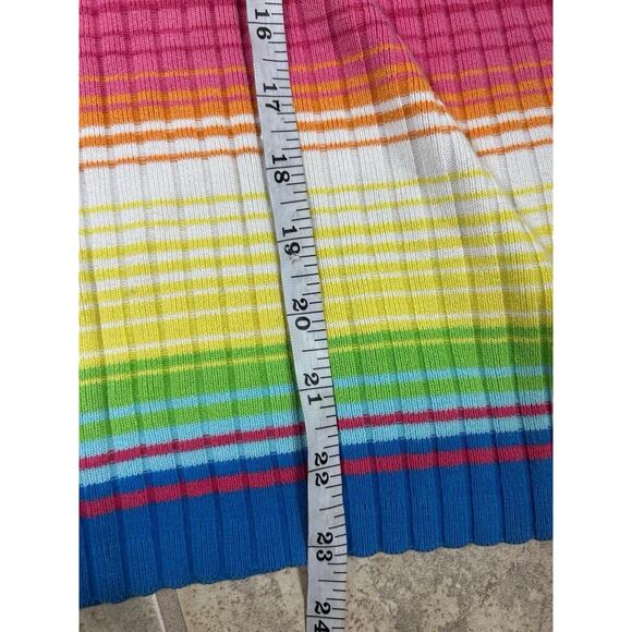 Vintage Y2K Tommy Hilfiger Rainbow Striped V Neck Sweater Womens XL - Picture 6 of 7